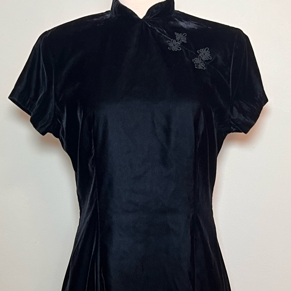SOLD 1/2 My Michelle Retro Asian-inspired Black Velvet Dress, Size 11/12 Juniors - Picture 7 of 9
